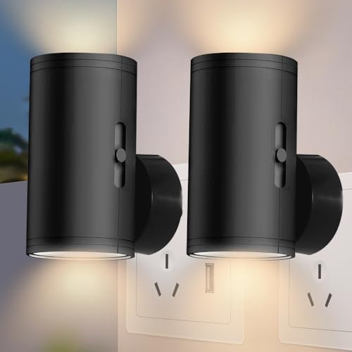 KUWUNG 2 Pièces Veilleuse Prise Electrique, LED Veilleuse Murale Clairage Haut et Bas, Veilleuse à intensité Variable pour Adultes et Enfants,Plug and Play,Lampe Murale pour Cuisine, Couloir, Escalier