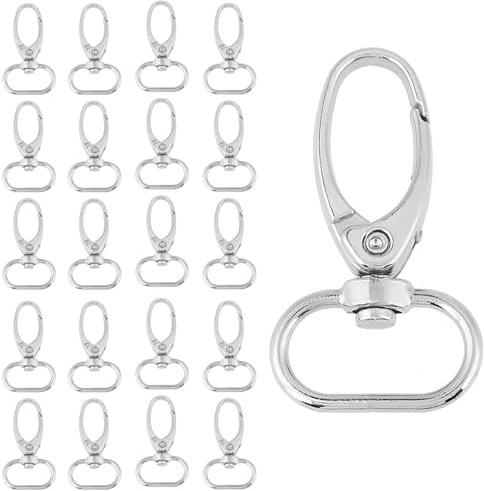 Raheem 20 Stück Karabinerhaken Schlüsselanhänger, Schlüsselanhänger Verschluss, Karabinerhaken mit Drehgelenk, Innendurchmesser Schwenkbarer Abzugsring, 20mm Zink Legierung Taschenkarabiner Tasche