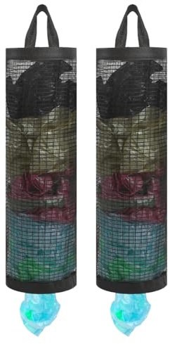 Pixaro 2PCS Carrier Bag Storage, Plastic Bag Storage Hanging, Mesh Hanging Dispenser Trash Bag, Plastic Bag Holder and Carrier Bag Holder for Home Kitchen Garbage Bag Storage