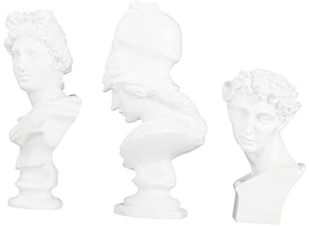 Cabilock 3stücke Büste Skulptur Griechische Statue Mythologie Figur Mini Statue Skulpturen Für Künstler Dekoration Im Schlafzimmer Oder Wohnzimmer Ornament Aus Harz Für Tisch