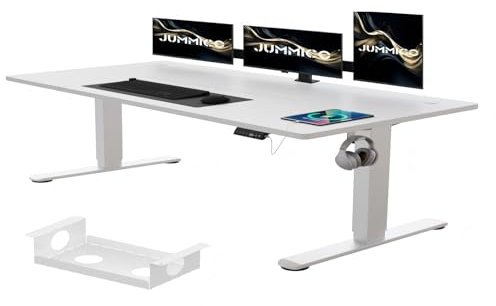 JUMMICO Höhenverstellbarer Schreibtisch 160 x 80 cm mit Kabelwanne, Höhenverstellbar Elektrisch Stehpult mit USB-Buchse, Computertisch, Ergonomischer Steh-Sitz Tisch, Bürotisch, Weiß