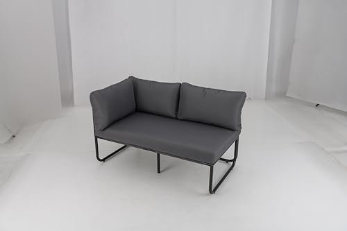 COSTWAY Garten Lounge Sofa, Lounge Möbel Outdoor, Gartensofa mit Kissen, 2-Sitzer Gartenlounge, Gartenmöbel, Terrassenmöbel, Balkonmöbel Kleiner Balkon, Grau