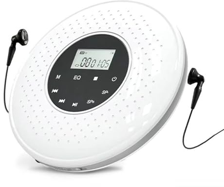 Lecteur CD portable avec support MP3, batterie 1000 mAh, écouteurs filaires et accessoires inclus
