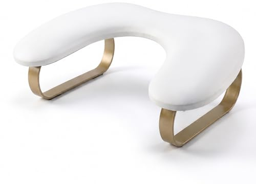 Nail Arm Rest C Shaped: 45° Tilt Arm Rest for Nails with Golden Curved Footrest - Hand Rest for Nails Manicurist/Nail Art Enthusiasts - Suitable for Nail Salons/Nail Shops