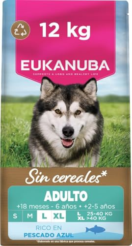 Eukanuba, alimento para Perros sin Cereales con Pescado para Razas Grandes - Alimento seco Premium sin Cereales para Perros Adultos, 12 kg