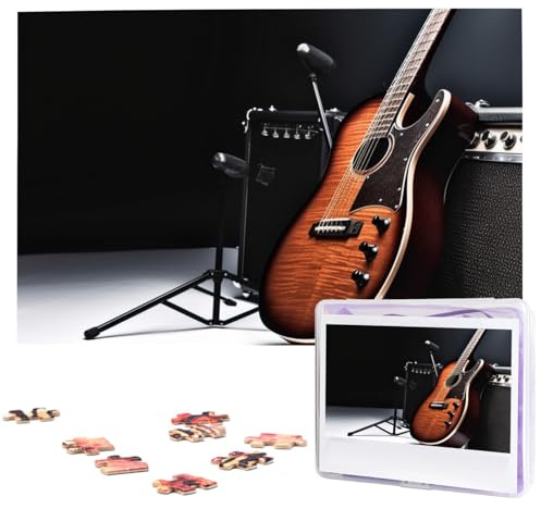Musikinstrument Gitarre Holzpuzzles 1000 Teile Personalisiertes Puzzle für Erwachsene Interessante benutzerdefinierte Fotopuzzles Geschenk für Urlaub Geburtstag Hochzeit Jahrestag