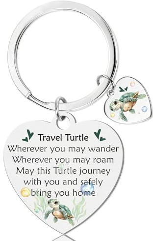 Travel Turtle Keychain Gift Set - Good Luck Travel Turtle Keychain Encouragement Sea Turtles Keyring Travelling Gifts for Women Men Lovers Friends Colleague Christmas Graduation Birthday Valentines