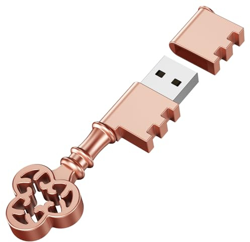 Uflatek 8GB USB-Stick Roségold Schlüssel Geformt Speicherstick USB 2.0 Flash-Laufwerk Ultrakleiner Flash Drive Kleinem Tragbar Pendrive Kreativ Memory Stick Lustige Geschenk