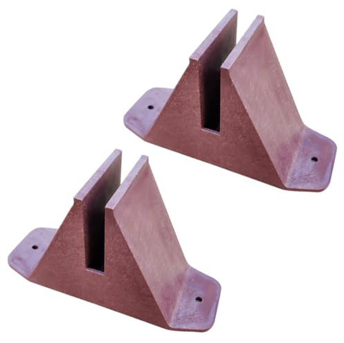 LALAFINA 2pcs Plastic Fence Support Bases for Garden Yard Fence Holder Fixing Accessories Compatible Brown round Head Posts Outdoor Garden Border Anchors