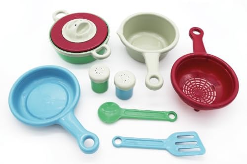 GOWI 416-00329 Koch Set Oslo 11-teilig – Kinderküche Zubehör für Kinder ab 1 Jahr – Kochgeschirr Spielzeug mit Topf, Pfanne, Sieb, Kochlöffel & Gewürzstreuern – Küchenspielzeug für Rollenspiele