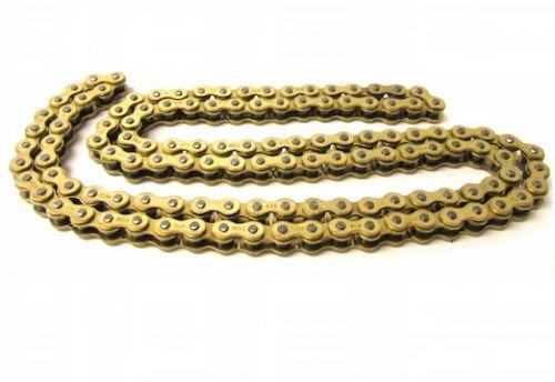420 Kette 144 Glieder Gold mit Kettenschloss passend für Aprilia, Derbi, Rieju, Yamaha, Beta, Fantic, Generic, Keeway, MBK, Malaguti, Peugeot, CPI, Puch, Kreidler, KTM, uvm.