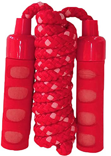 BEST SPORTING Springseil mit Softgriffen, 200 cm - gelb, grün, rot, blau I Springseil Kinder I Springseil für Kinder I Springen I Seil ideal für Fitness I Training I Spiel I Fett Brennen Übung I rot