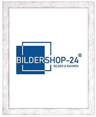 Bildershop-24 Bilderrahmen London in Holzoptik Weiß Vintage mit Acrylglas 61 X 91.5 cm POSTERFORMAT wählbare Größen