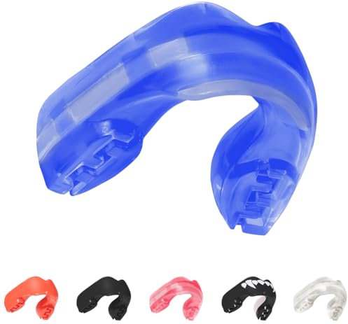 SAFEJAWZ Sport Zahnschutz für Zahnspangen Einheitsgröße Sport Mundschutz Für alle Vollkontakt-Sportarten einschließlich Rugby, MMA, Kampfsport, Kickboxen, Judo, Hockey & Boxen (EIS Blau)