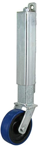 Rollentechnik gefederte Torrolle Torlaufrolle Stützrad Federrolle für Schwenktor Weidetor Hoftor Gartentor | Rad Polyurethan Rollpur® Ø100x30 | Bauhöhe 400mm | Tragfähigkeit 70 kg