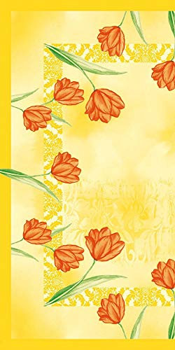 Mank GmbH Tischdecken aus Airlaid, stoffähnliche Mitteldecken 80 x 80 cm, Einmal Tischdecke für Gastronomie, 20 Stück gelbe Mitteldecke Floral Sally Tulpen