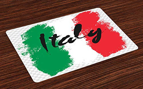 ABAKUHAUS Italien Platzmatten, Italienische Flagge Bunte Grunge, für die Küche das Esszimmer Waschbarer Stoff mit Digitaldruck, Mehrfarbig