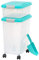 IRIS USA Dog Food Storage Container, 30 lbs & 11 lbs Combo, Cat Food Storage Container, Dog Treat Container, Airtight, Stackable, 2-Cup Scoop, Wheels, Easy Mobility, Seafoam Blue