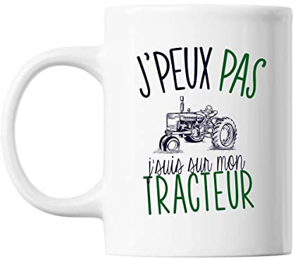 Mug Tracteur j'peux pas Blanc