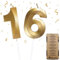 Geburtstag Zahl Kerzen, Zahlenkerze 1 & 6 Glitzer Cake Topper Happy Birthday Gold Geburtstagskerzen Kuchen Deko, Nummer Kerzen 16 Geburtstag Kerzen Kuchen Topper für Hochzeit Jahrestag Party Feier