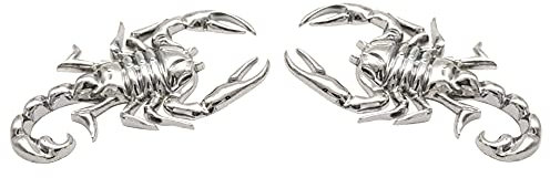 3D Skorpion Auto Aufkleber, Asudaro Auto Metall Skorpion Aufkleber Vinyllegierung Klebstoff Abzeichen Aufkleber Dekoration Trim Zubehör,Silber