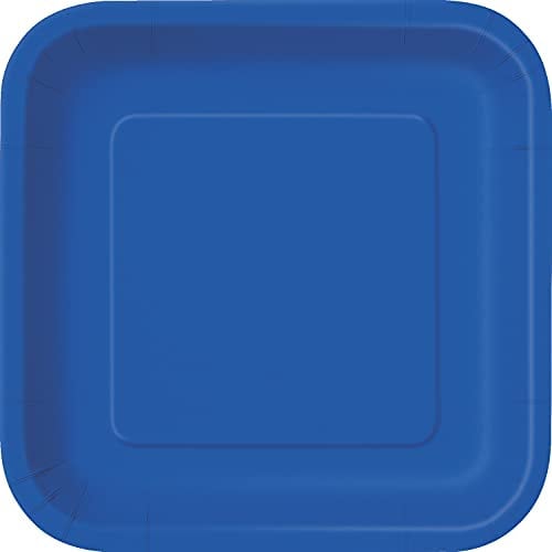 Unique Party- Assiettes en Carton Carrées Écologiques-23 cm-Couleur Bleu Roi-Paquet de 14, 31484EU, Royal Blue