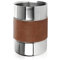 COM-FOUR® Seau à champagne avec bande en cuir synthétique - seau réfrigérant pour vin mousseux, vin et champagne - refroidisseur à glace élégant pour bouteilles (argent/marron - petit)