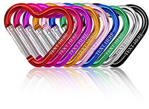 Karabiner Schlüsselanhänger Karabinerhaken Set,OXYEFEI Karabiner mit personalisierter Gravur Herz Schlüsselanhänger 9 Stück(Farbe)