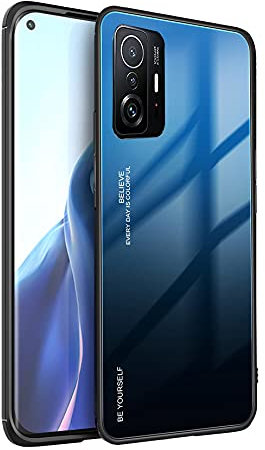 GOKEN Glas Hülle für Xiaomi Mi 11T Pro 5G / Xiaomi Mi 11T 5G, Farbverlaufsglas Schutzhülle mit TPU Rahmen und 9H Panzerglas Rückseite, Weicher Bumper Case Stoßfest Kratzfest Cover Handyhülle (7)