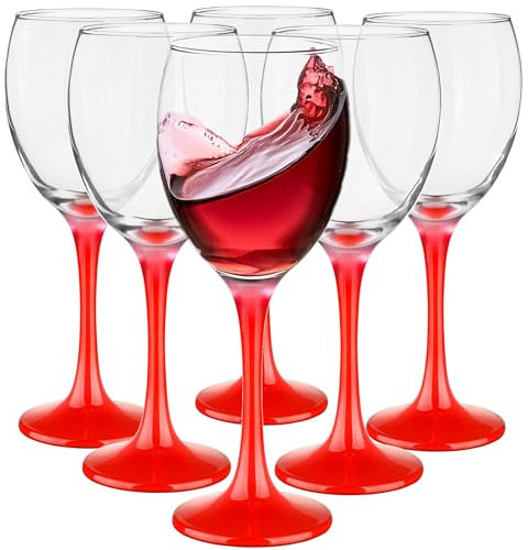 Glasmark Krosno Weinglas Rotwein Weingläser Set Gläser Für Rotwein Weisswein Rotweinglas Rotweingläser Weissweingläser Wein Kelch Glas Spülmaschinenfest Rot 6 x 300 ml