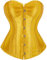 Josamogre Yellow Corset Top Overbust Bustier Satin Basques Sexy Vintage Plus Size L