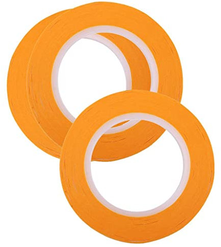 3 x Abdeckband, 3 mm x 19,7 m, Rollen für Farbe, Tapete, Holz, Glas, Metall, Modell-Oberfläche, Zierleisten