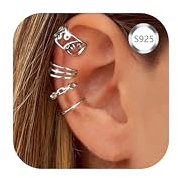 ORAZIO 4er Set 925 Sterling Silber Ohr Manschetten - CZ Non-Piercing Fake Helix Knorpel Ohrringe Clip auf kleine Ohrringe