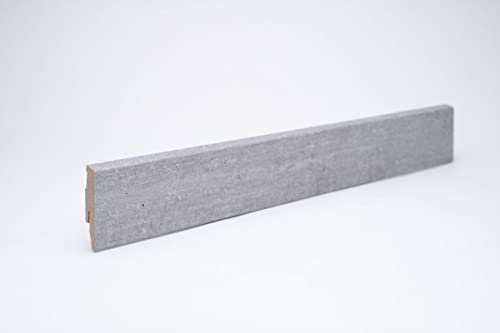 Leiste24 Battiscopa decorativo da 60 mm, battiscopa 60 altezza, robusto MDF con decorazione, lunghezza 2,600 mm, battiscopa con canalina integrata + fresatura a clip, grigio cemento