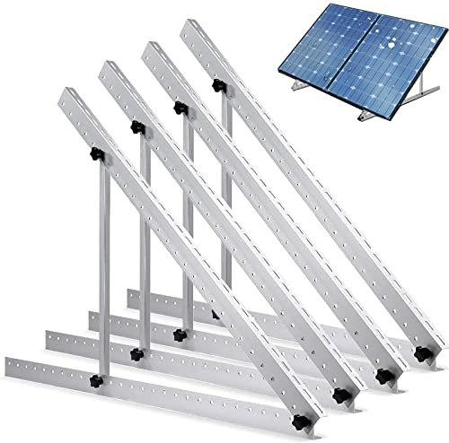 Warmfay 4 Pièces Support de Panneau Solaire 1040MM 41 '', Support de Centrale de Balcon Angle d'élévation Réglable 0-90 °, Fixation de Panneau Solaire pour Bateau de Camping-Car à Toit Plat