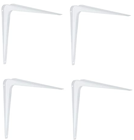 Gedotec Regalträger Metall Regalkonsole 300 mm Stahlblech-Konsole für Wandregale | Regalhalter für die Wand-Montage | 4 Stück - Stahl weiß beschichtet | Winkel-Konsole für Bücher-Regale & Tablare