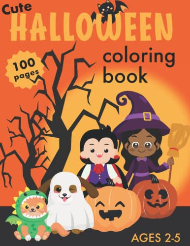 Cute Halloween Coloring Book: 100 Easy Pictures to Color