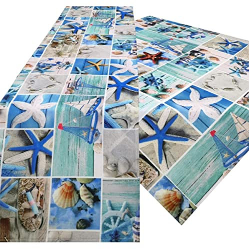 Tischdecke/Mitteldecke/Läufer/Druckmotive/Tischwäsche/Versch. Motive/Maritim/Sommer/Tafeldecke (TW 8200, 85x85cm)