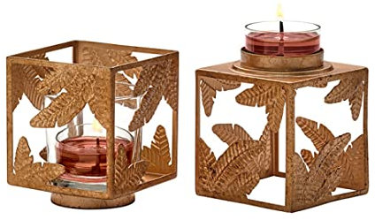 PartyLite Goldenes quadratisches Votivkerzenhalter-Set/Paar