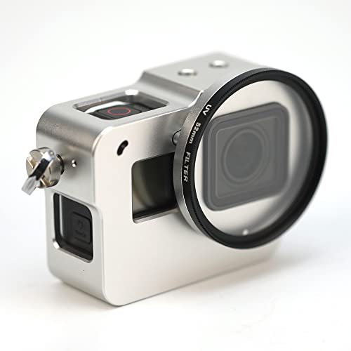 For Gopro Hero5/6 Metal Battery Cover + UV Mirror for Sports Cameras Rechargeable Side Cover Metal Side Cover Accessories Gopro Hero5/6 Accessory Camera Accessories (Gopro Hero5/6, Silver) GP416