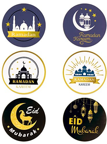180 Pcs 3.5cm Ramadan Sticker Aufkleber Ramadan Kareem Eid Mubarak Sticker Islamische Muslim Party Deko Basteln für Geschenke Verpackung