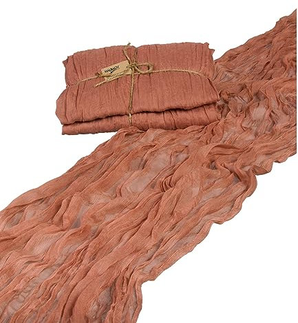 Halbach Seidenbänder Tischläufer, Breite: 70 cm Länge: 300 cm, waschbarer Tischläufer für Hochzeiten, Geburtstage oder als Tischdeko, schmale Tischdecke in Baumwoll-Optik, Farbe: Rosenholz