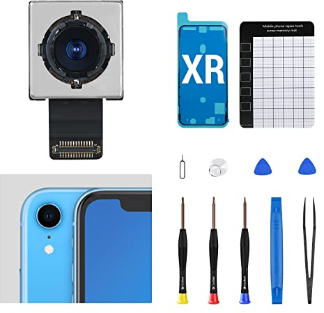 CYKJGS for iPhone Xr Main Rear Back Camera Replacement Part New OEM 12MP HD Video HDR Photo Lens Module 4K Video Flex Cable Digital Zoom Image Repair Assemble Fix Tools Kit A1984 A2105 A2106 A2108