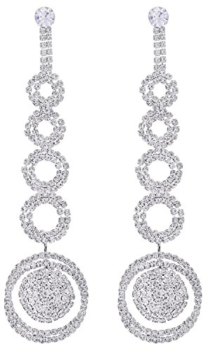 Kreis Link Strass Kronleuchter Lange Dangle Statement Ohrringe, Braut Hochzeit Brautjungfern Prom