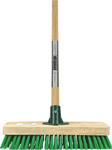 Synx Tools Moos & Fliesenbürste 28cm - Mosbesen - Besen mit Stahl 150 cm - Schrubbesen - Moos - Unkrautbürste - Hartbürste - Besen