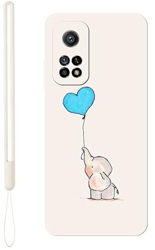 KARTXITAI Hülle Kompatibel mit Xiaomi Mi 10T/10T Pro, Kreatives Graffiti Elefant,Luftballon,Liebe Muster Weiches Stoßfeste Cute Matte Schutzhülle mit Bumper Case Handyhülle Rückseite-Weiß