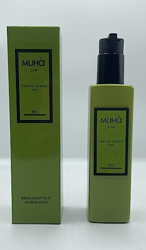MUHA' | Crema Corpo Bio, Fragranza Cuoio e Lampone, Idratante ad Azione Lenitiva, Adatta a Pelli Delicate e Sensibili, Formato da 230ml