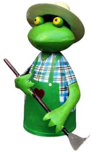 Gwenys Haus Zaunhocker Gärtner Frosch Rechen