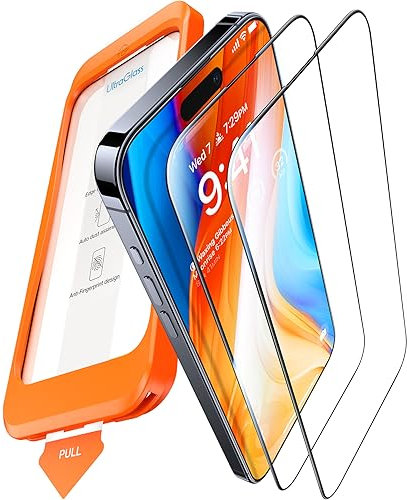 UltraGlass Top 9H+ Glass for iPhone 15 Plus Screen Protector [UNBREAK 9H+ Shatterproof & Full Coverage] Tempered Glass [Longest Durable] Military-Grade Protection, 2 Packs