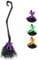 Witch Broom with 3 Ribbons for Kids Boys Girls Halloween Magic Broomstick Toy Decoration Party Favor Photo Booth (Black, 130cm*25cm)